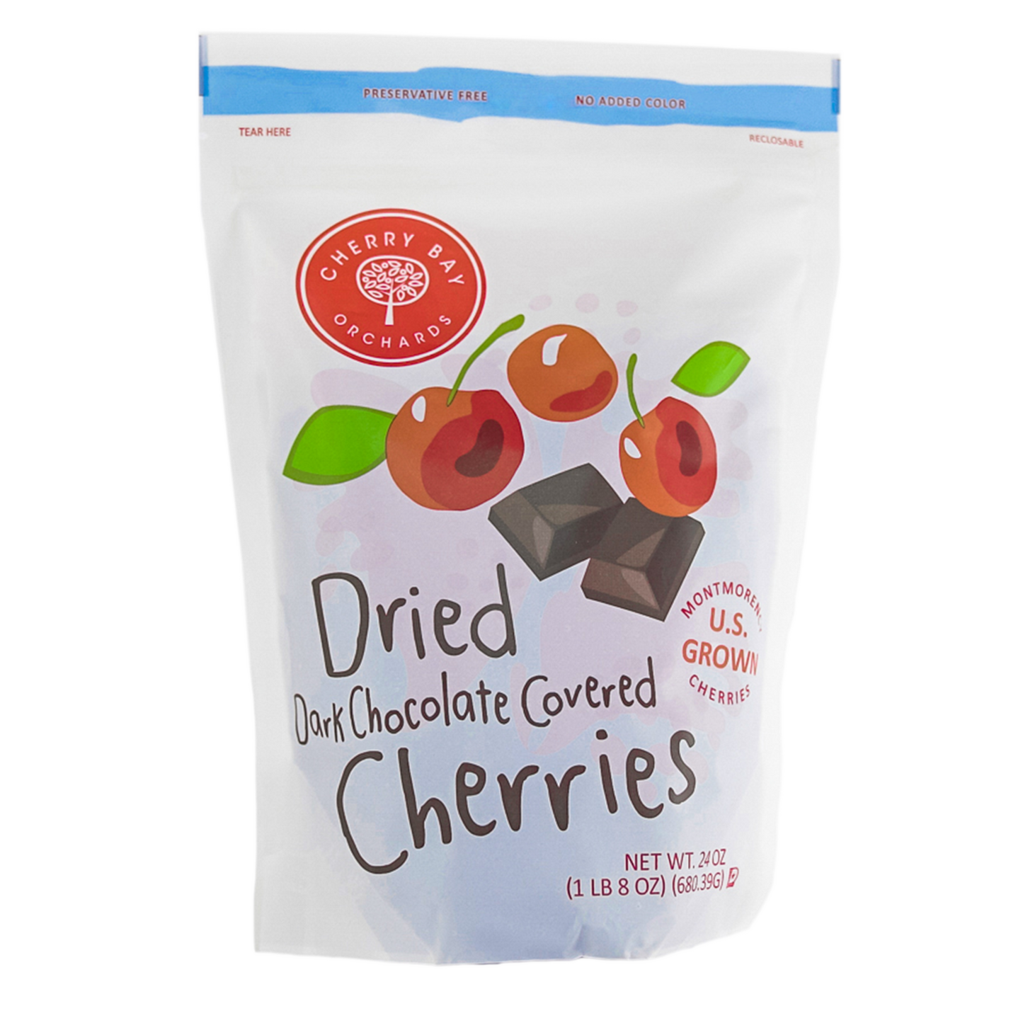 Dark Chocolate Covered Dried Cherries - pack of 4 - 24 oz resealable bags