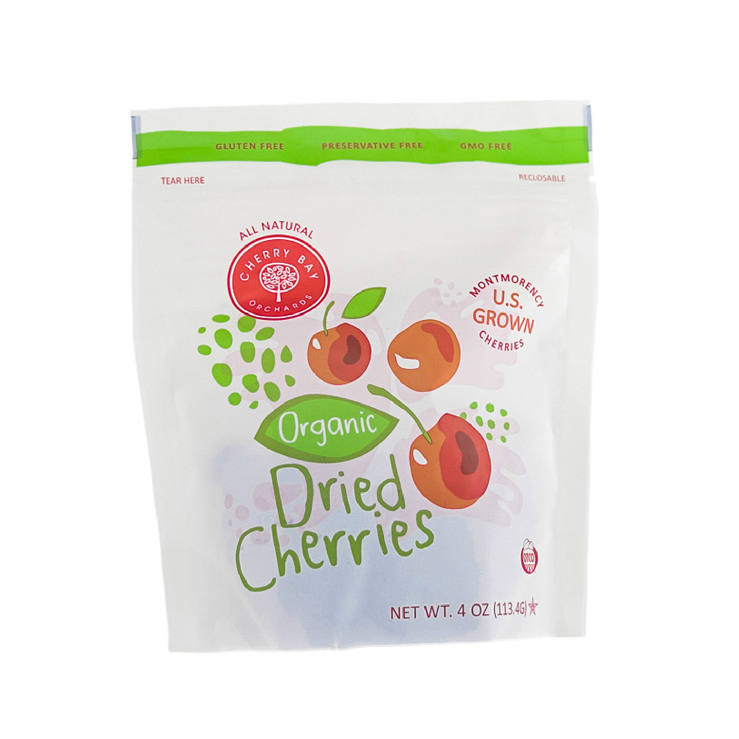 Organic Dried Montmorency Cherries case of 6 - 4 oz resealable bags