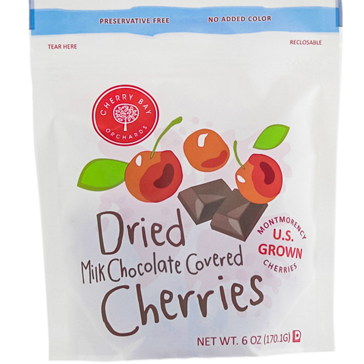 Milk Chocolate Covered Dried Cherries - case of 6 - 6 oz resealable bags