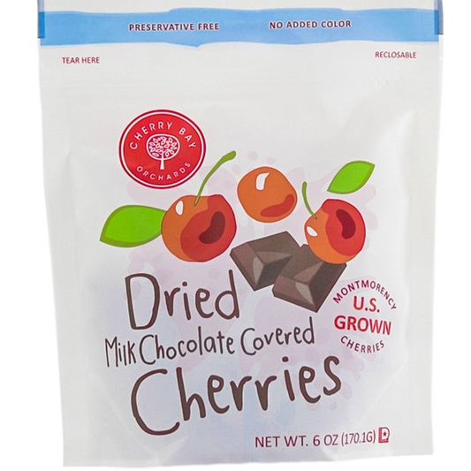 Milk Chocolate Covered Dried Cherries - case of 6 - 6 oz resealable bags